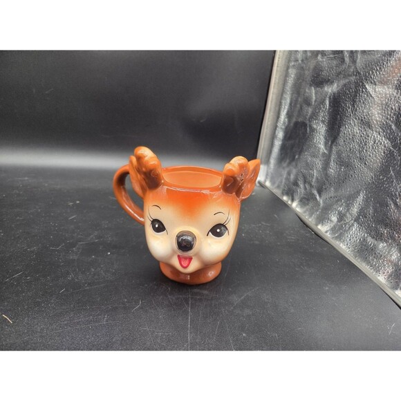 Pottery Barn Retro Figural Reindeer Mug With Antlers 12 oz Christmas Holiday - Picture 4 of 15